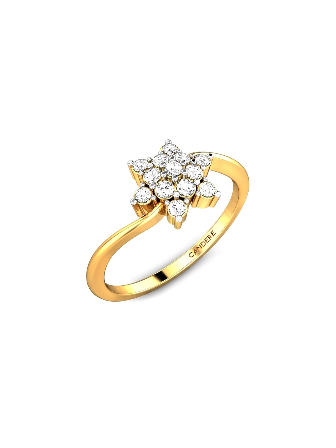 

CANDERE A KALYAN JEWELLERS COMPANY 18KT (750) Gold Diamond Studded Ring-1.99 gm