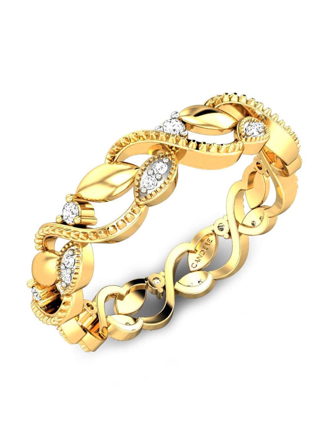 

CANDERE A KALYAN JEWELLERS COMPANY 18KT (750) Gold Diamond Studded Ring-2.36gm