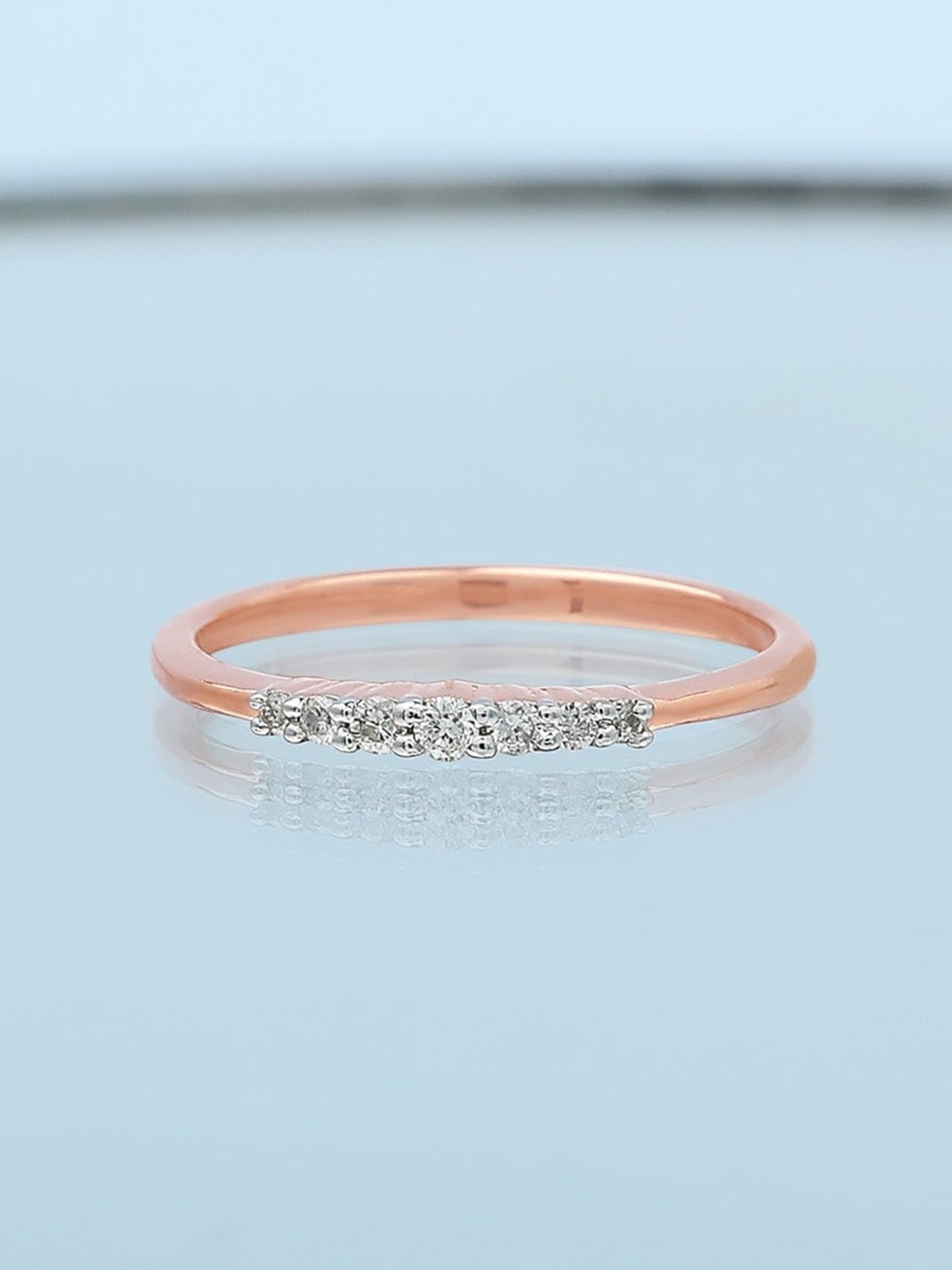 

CANDERE A KALYAN JEWELLERS COMPANY BIS Hallmark 18KT Rose Gold Diamond Finger Ring-1.4gm