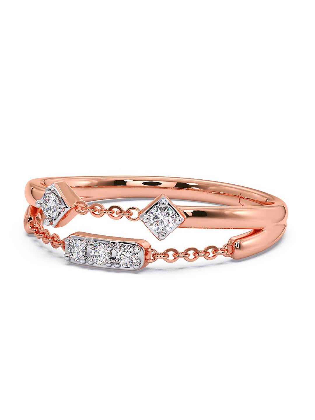 

CANDERE A KALYAN JEWELLERS COMPANY 14KT Gold Diamond Studded Band Finger Ring-2.27gm, Rose gold