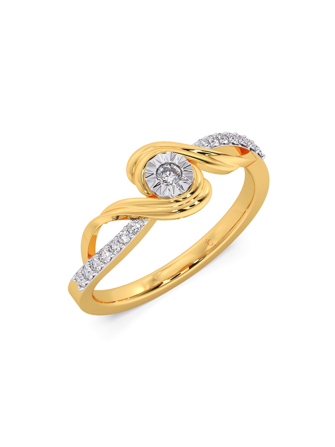 

CANDERE A KALYAN JEWELLERS COMPANY 18KT (750) Gold Diamond Studded Ring-3.03 gm