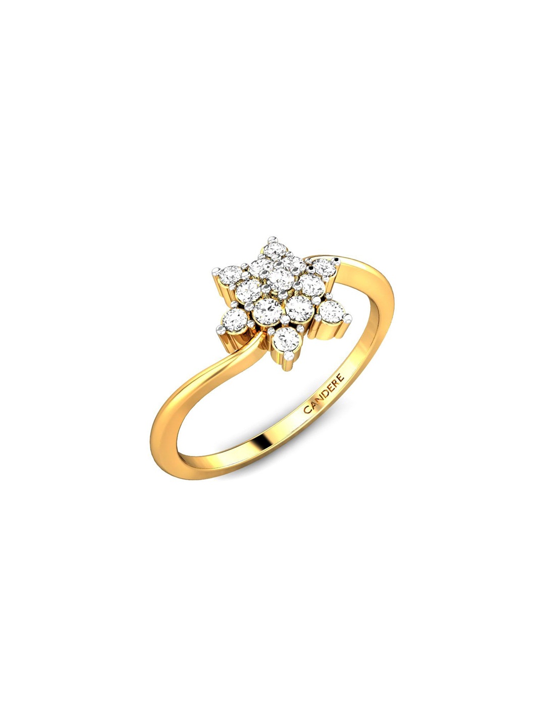 

CANDERE A KALYAN JEWELLERS COMPANY BIS Hallmark 18KT Gold Diamond Studded Ring-2.13gm