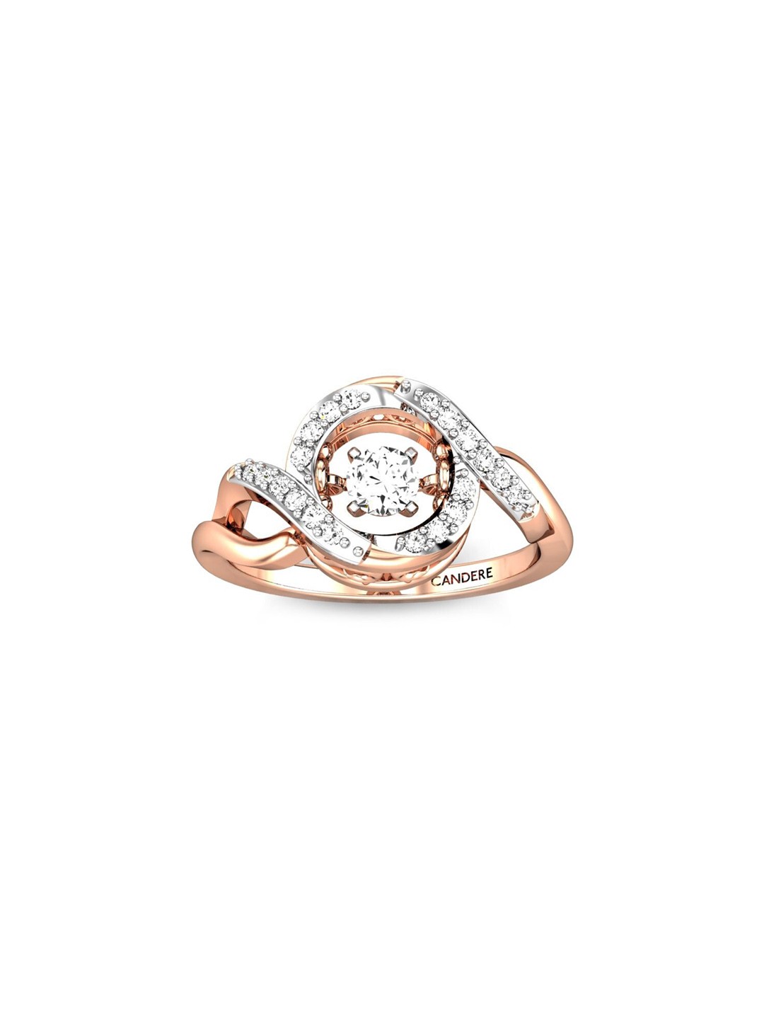 

CANDERE A KALYAN JEWELLERS COMPANY BIS Hallmark 18KT Rose Gold Diamond Finger Ring-2.11gm