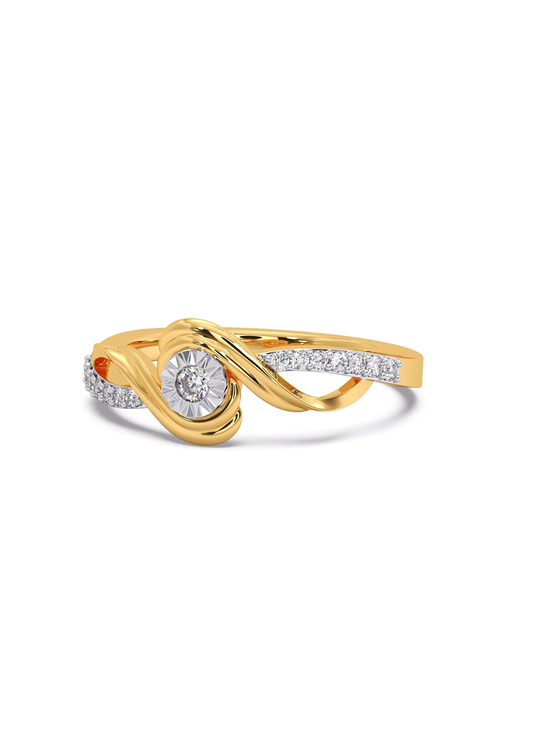 

CANDERE A KALYAN JEWELLERS COMPANY 18KT (750) Gold Diamond Studded Ring-3.28gm