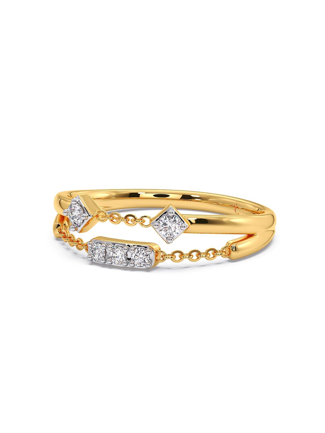 

CANDERE A KALYAN JEWELLERS COMPANY 14KT (585) Gold Diamond Studded Ring-2.2 gm