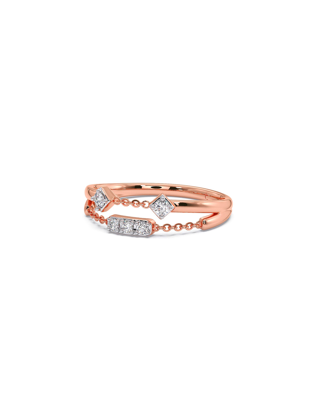 

CANDERE A KALYAN JEWELLERS COMPANY BIS Hallmark 18KT Rose Gold Diamond Finger Ring-2.67gm