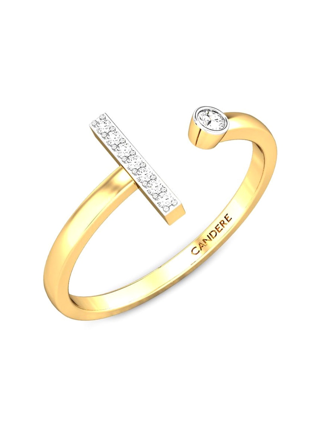 

CANDERE A KALYAN JEWELLERS COMPANY 18KT (750) Gold Diamond Studded Ring-1.56 cm