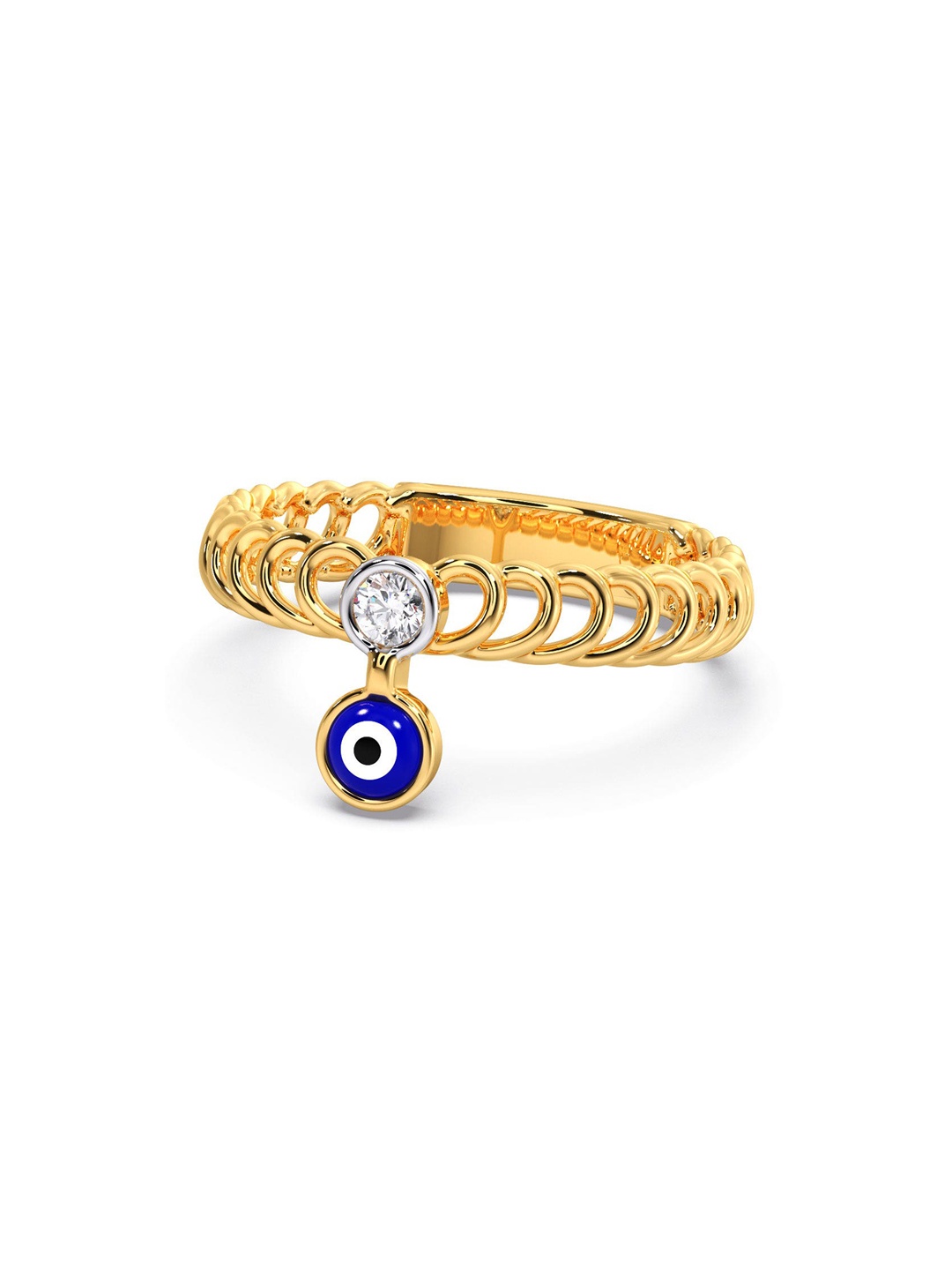 

CANDERE A KALYAN JEWELLERS COMPANY 14KT (585) Gold Diamond Studded Ring-1.83 gm