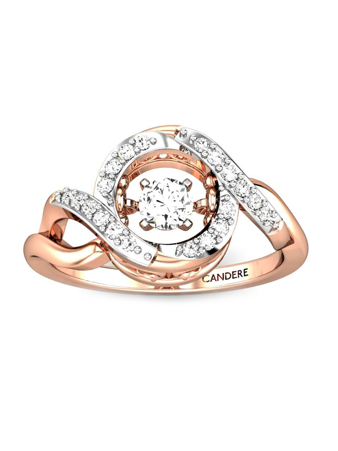 

CANDERE A KALYAN JEWELLERS COMPANY BIS Hallmark 18KT Rose Gold Diamond Finger Ring-2.24gm