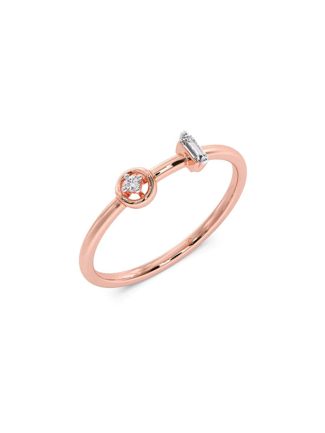 

CANDERE A KALYAN JEWELLERS COMPANY 14KT (585) Rose Gold Diamond Studded Ring-1.24 gm