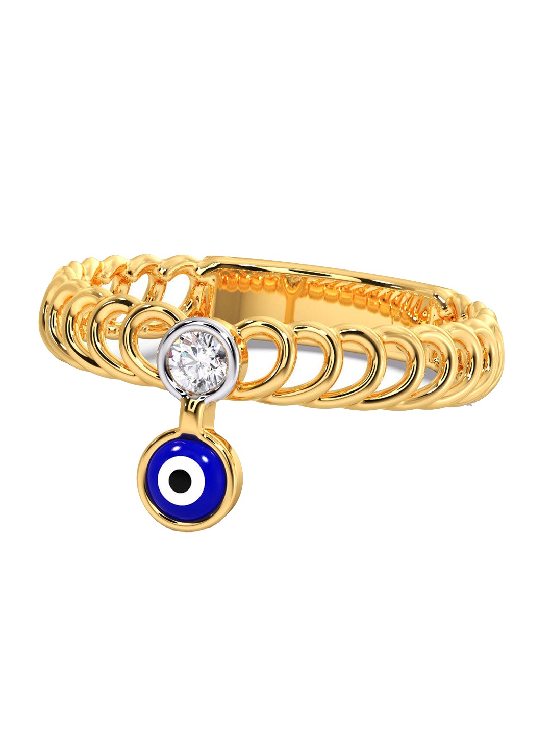 

CANDERE A KALYAN JEWELLERS COMPANY 14KT (585) Gold Diamond Studded Ring-1.74 gm