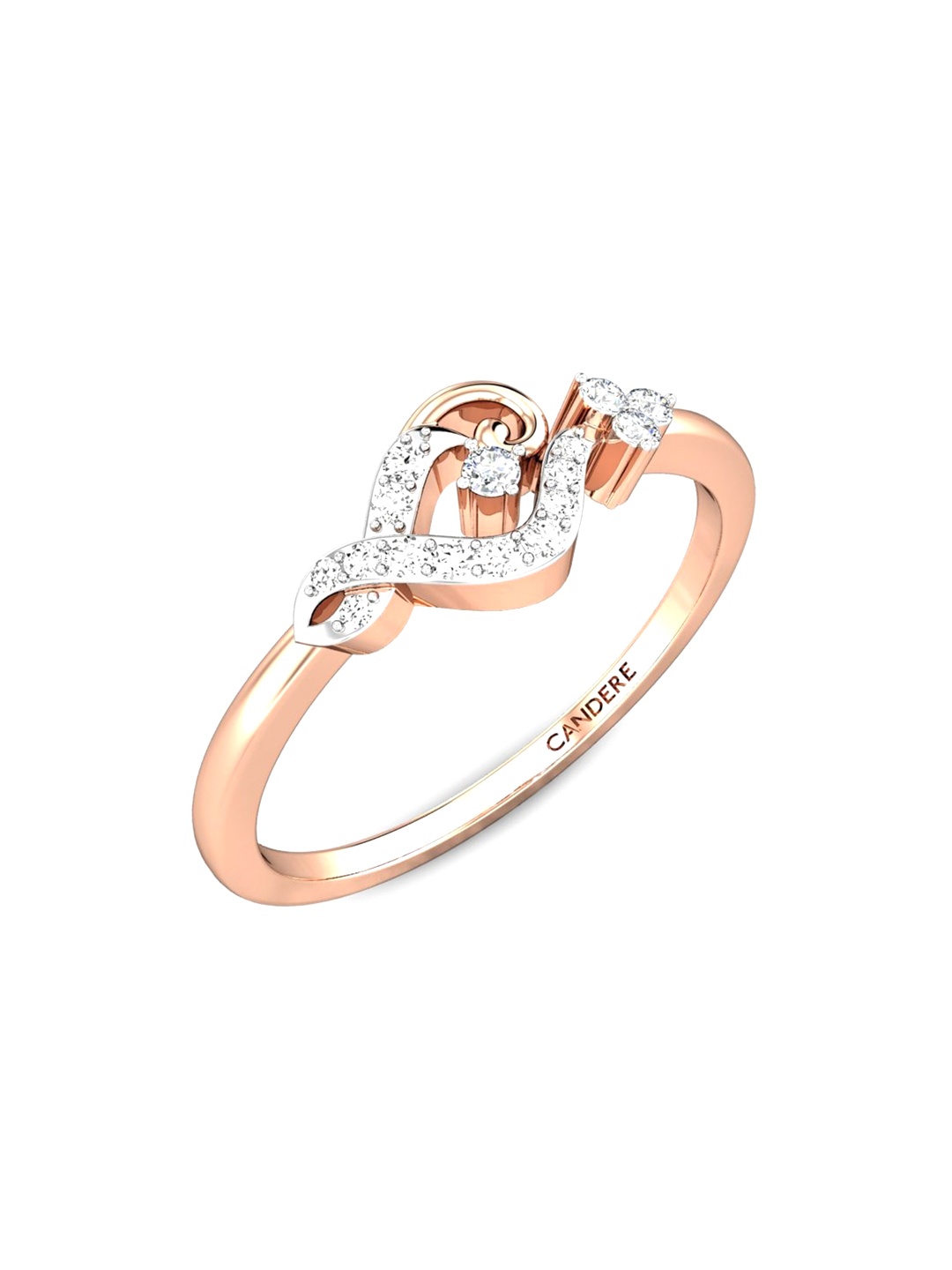 

CANDERE A KALYAN JEWELLERS COMPANY 18KT (750) Rose Gold Diamond Studded Ring-1.82 gm