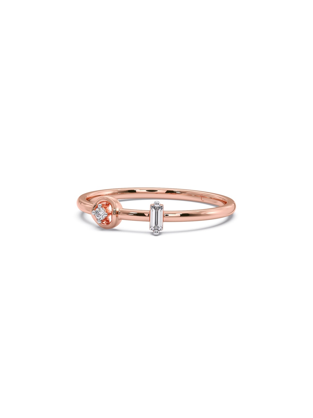 

CANDERE A KALYAN JEWELLERS COMPANY BIS Hallmark 14KT Rose Gold Diamond Finger Ring-1.2gm