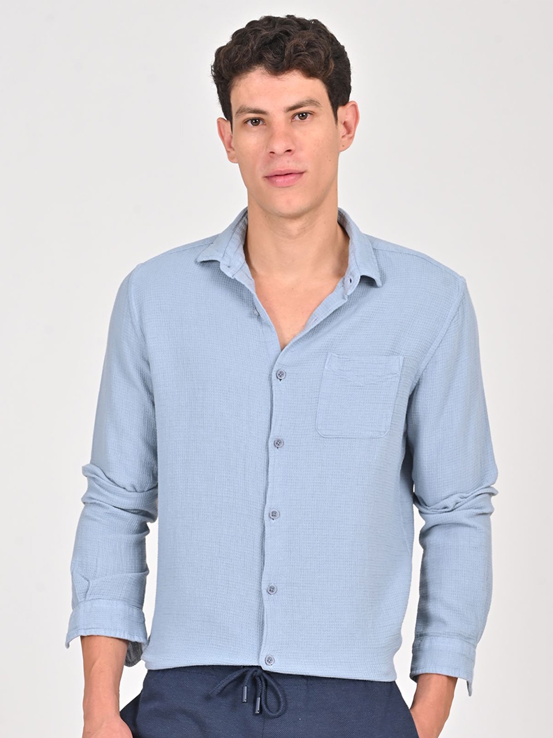 

POE Smart Slim Fit Opaque Cotton Casual Shirt, Blue