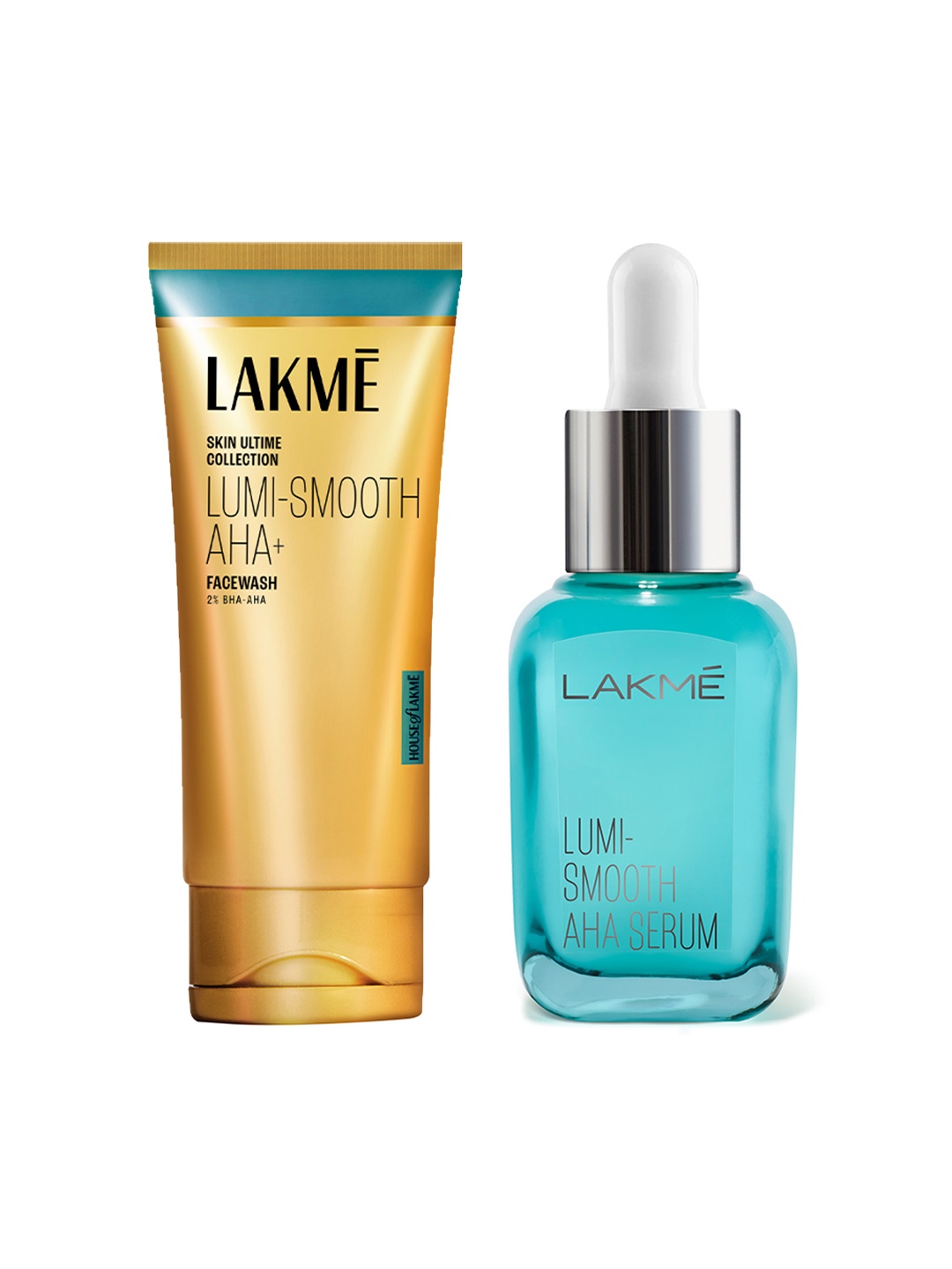 

Lakme Set of Lumi-Smooth 8% AHA+ Face Serum 15 ml + Facewash 100 ml, Blue