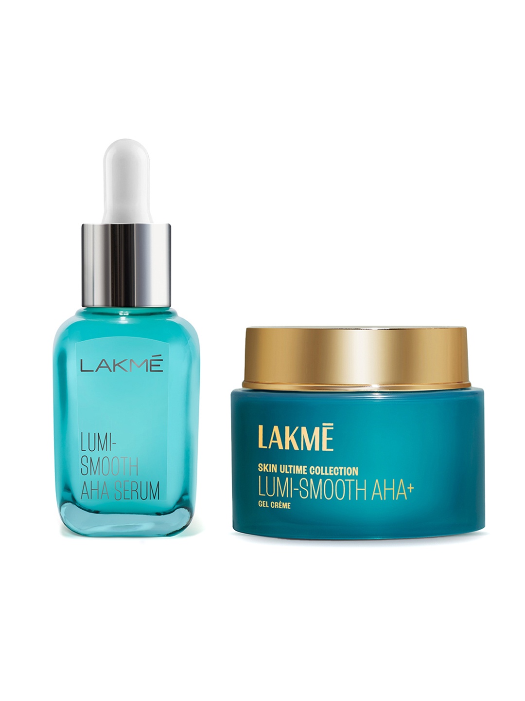 

Lakme Set of Lumi-Smooth 8% AHA+ Face Serum 15 ml & AHA + BHA + PHA + B3 Cream - 50 g, Blue
