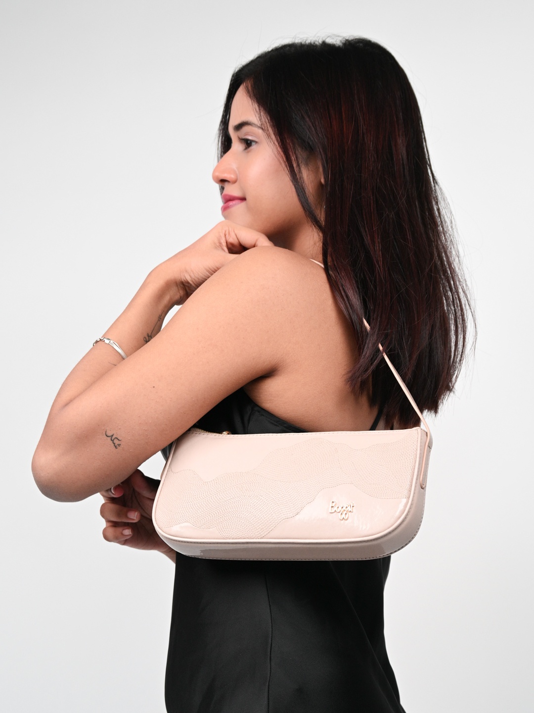 

Baggit Textured Baguette Shoulder Bag, Beige