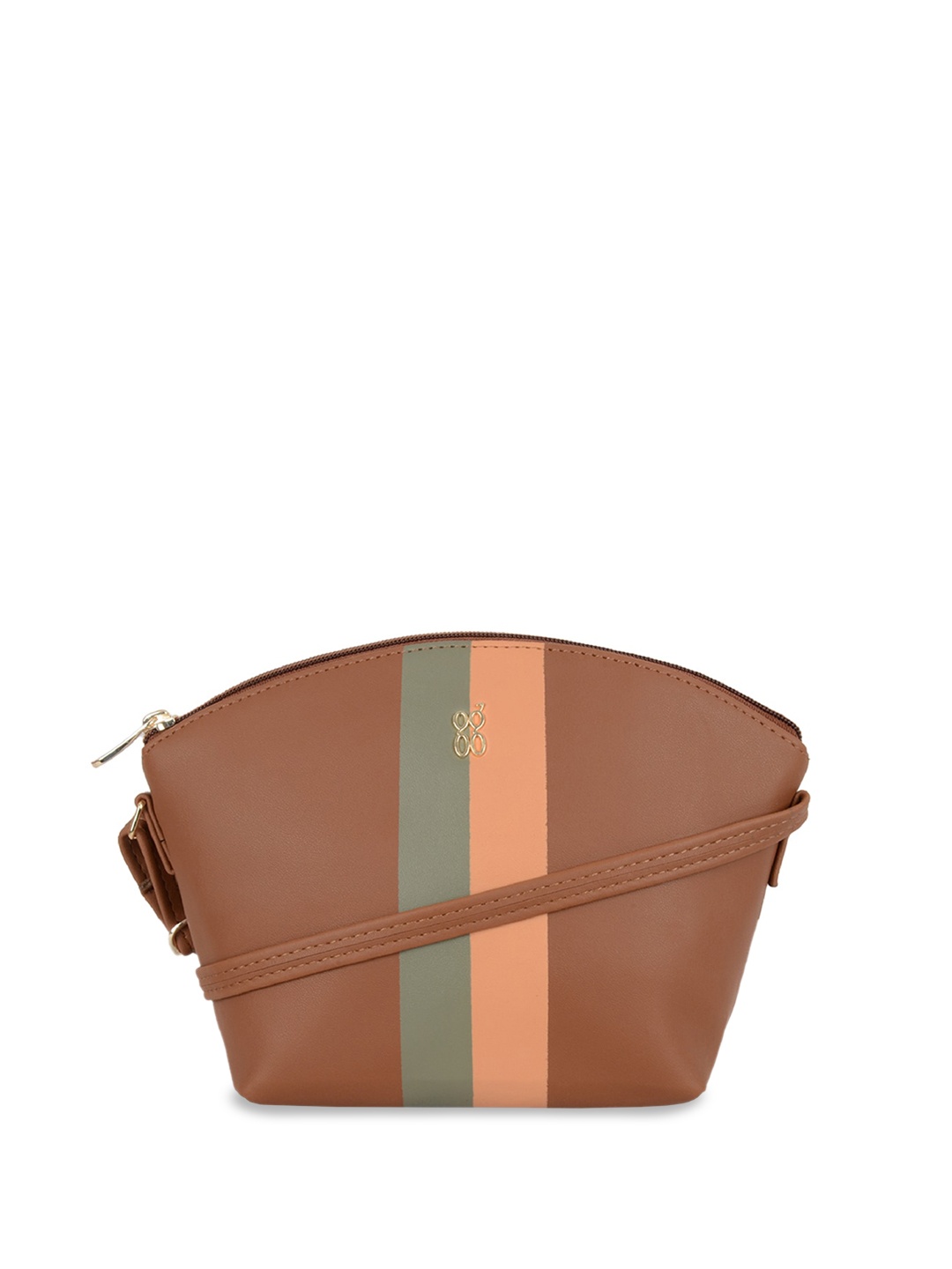 

Baggit Striped Bowling Sling Bag, Tan