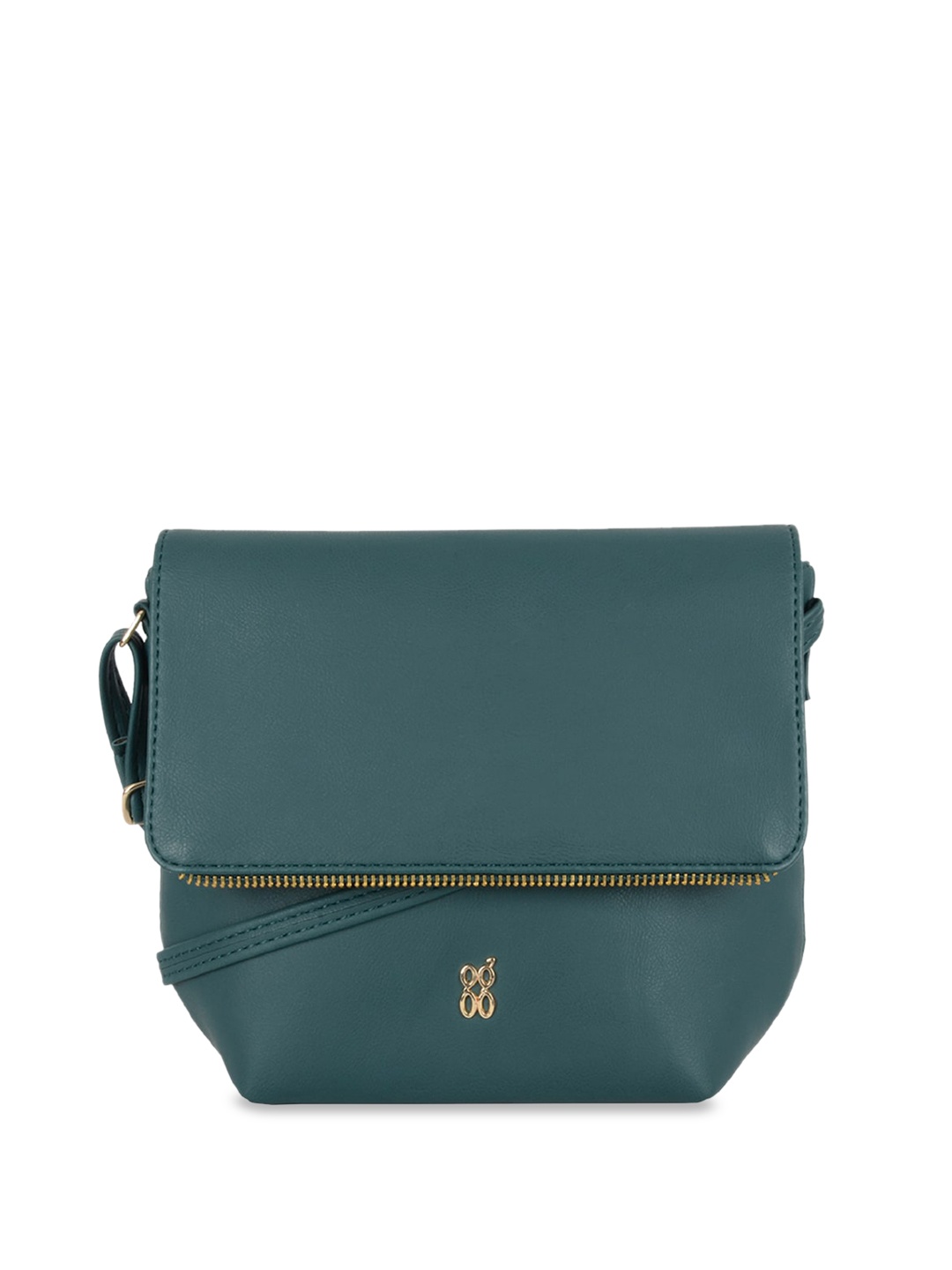 

Baggit Textured Zip Detail PU Structured Sling Bag, Green