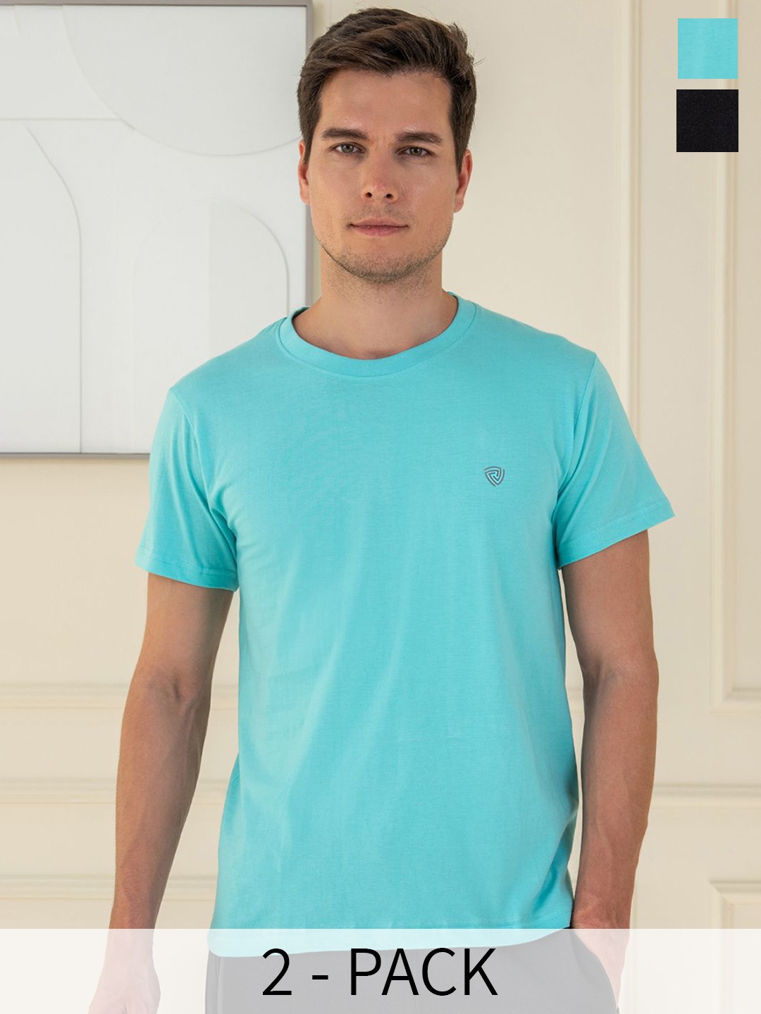 

Lux Cozi Pack Of 2 Pure Cotton Lounge T-shirts, Black