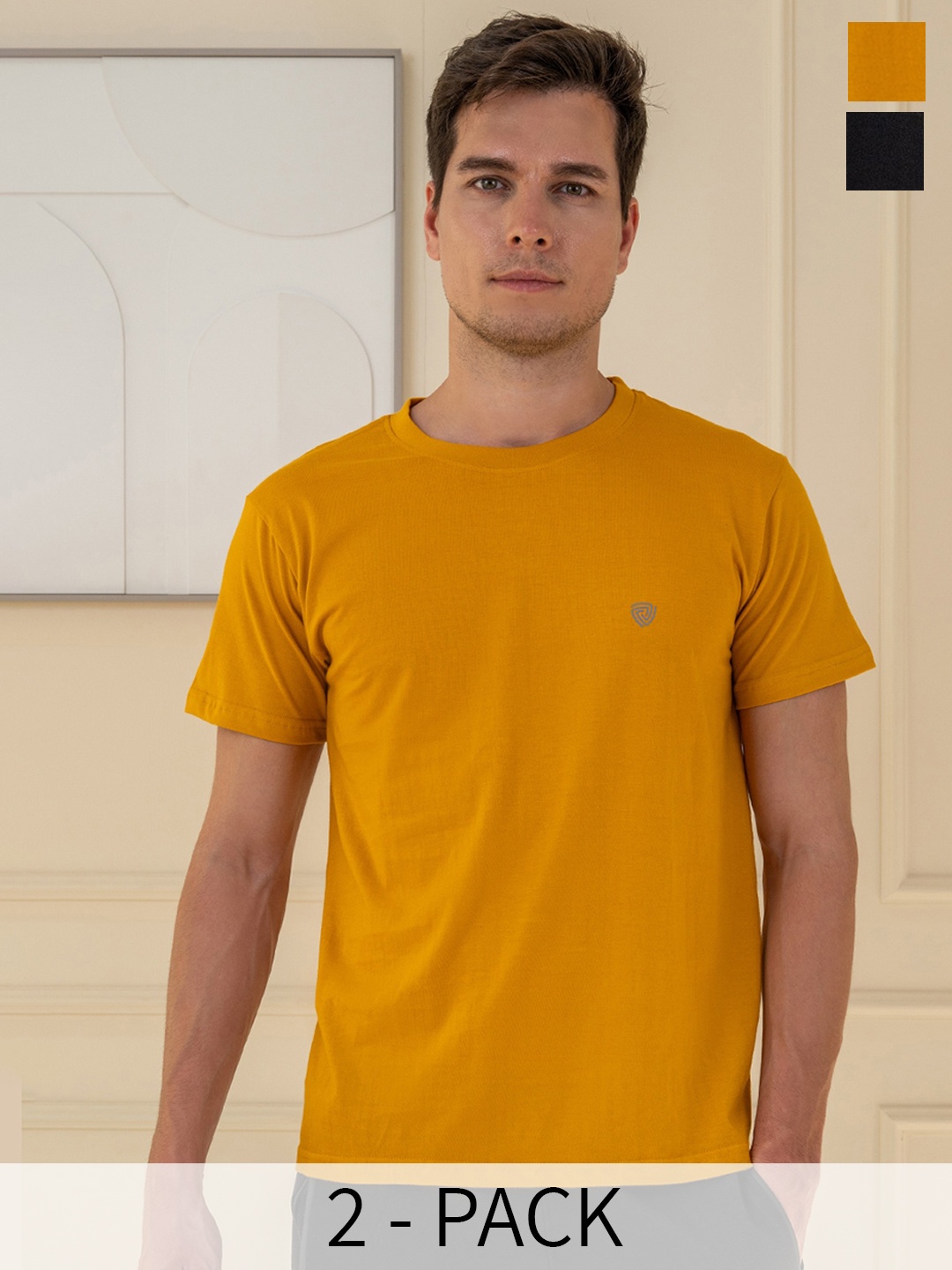 

Lux Cozi Pack Of 2 Pure Cotton Lounge T-shirts, Black