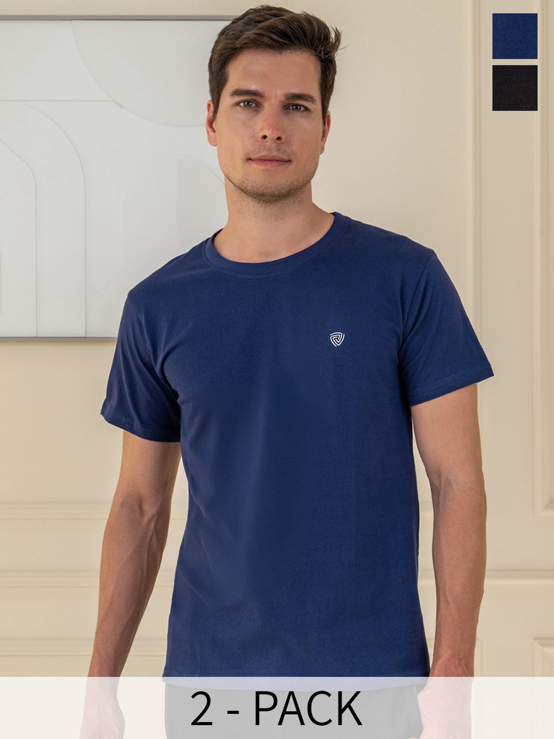 

Lux Cozi Pack Of 2 Pure Cotton Lounge T-shirts, Black