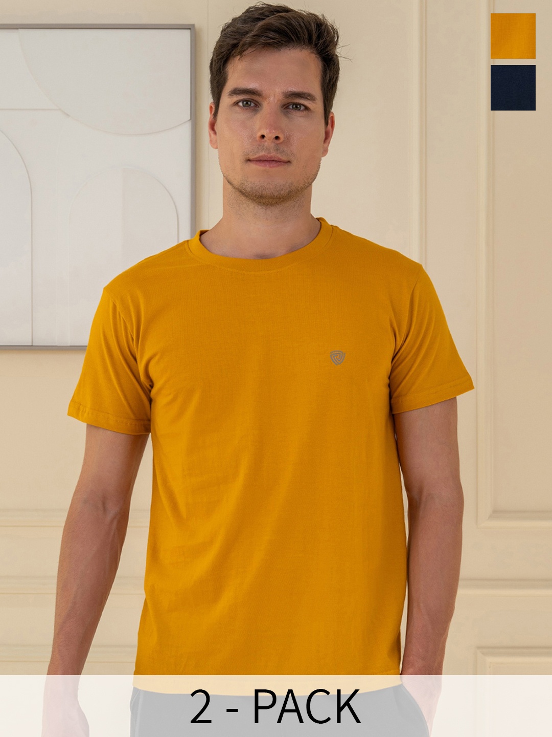 

Lux Cozi Pack Of 2 Pure Cotton Lounge Tshirts, Navy blue