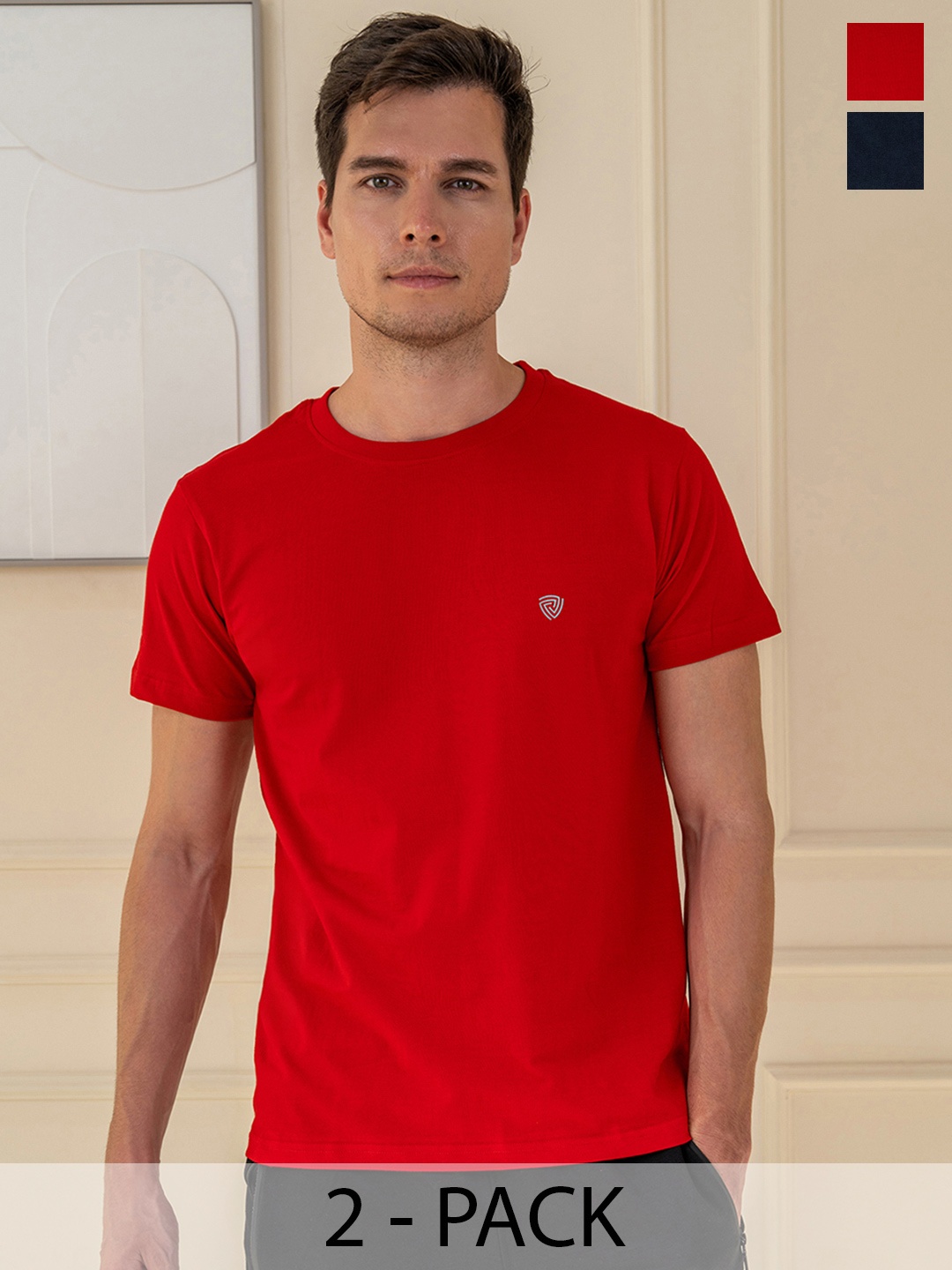 

Lux Cozi Pack Of 2 Round Neck Lounge T-shirts, Navy blue