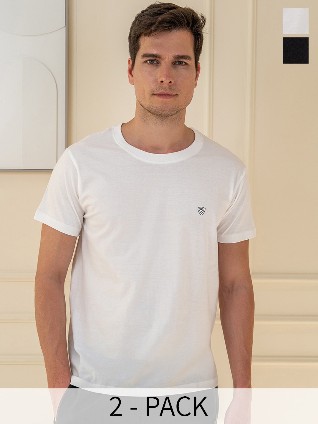

Lux Cozi Pack Of 2 Pure Cotton Lounge T-shirts, Black