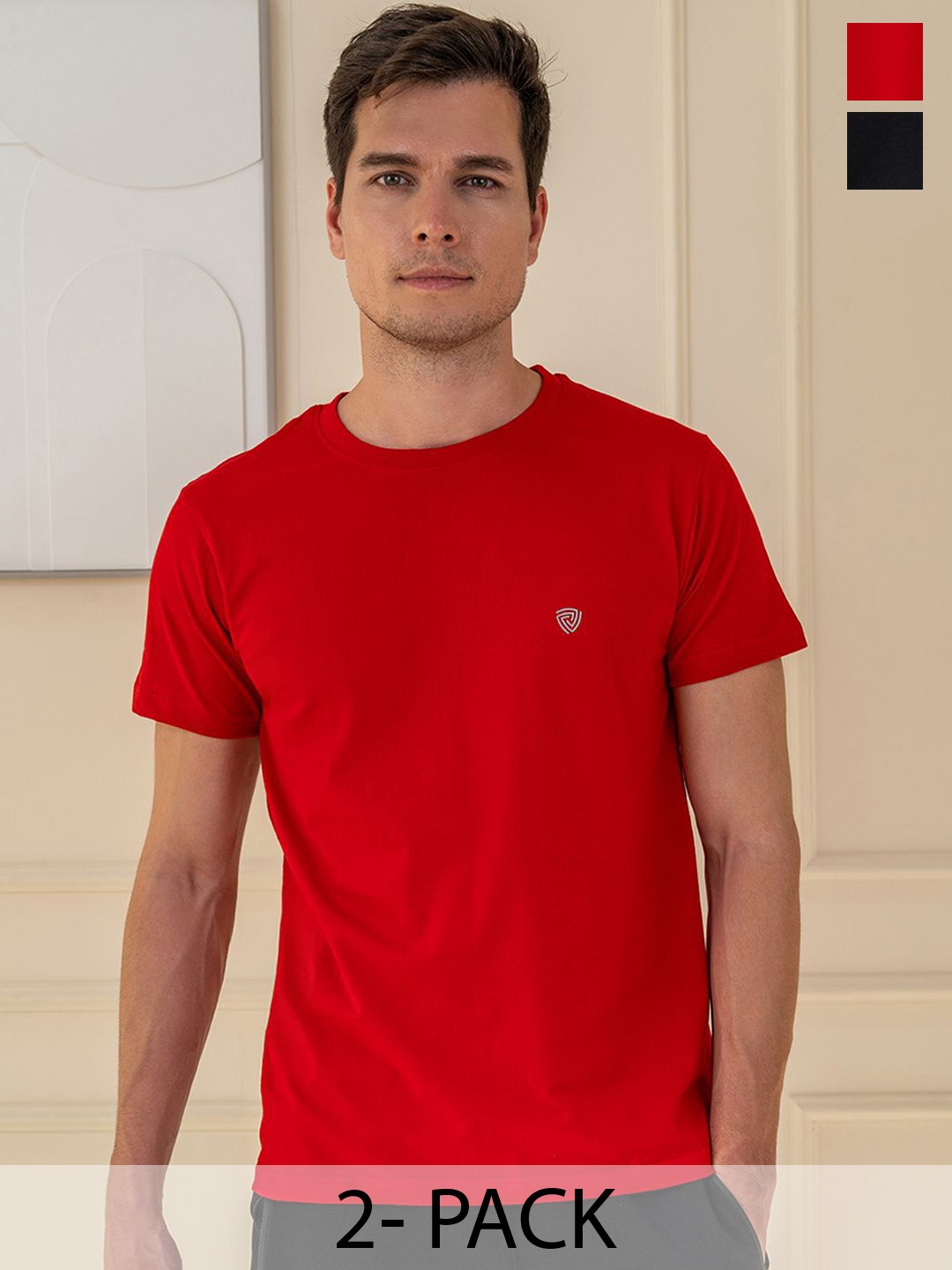 

Lux Cozi Pack Of 2 Pure Cotton Lounge T-shirts, Black