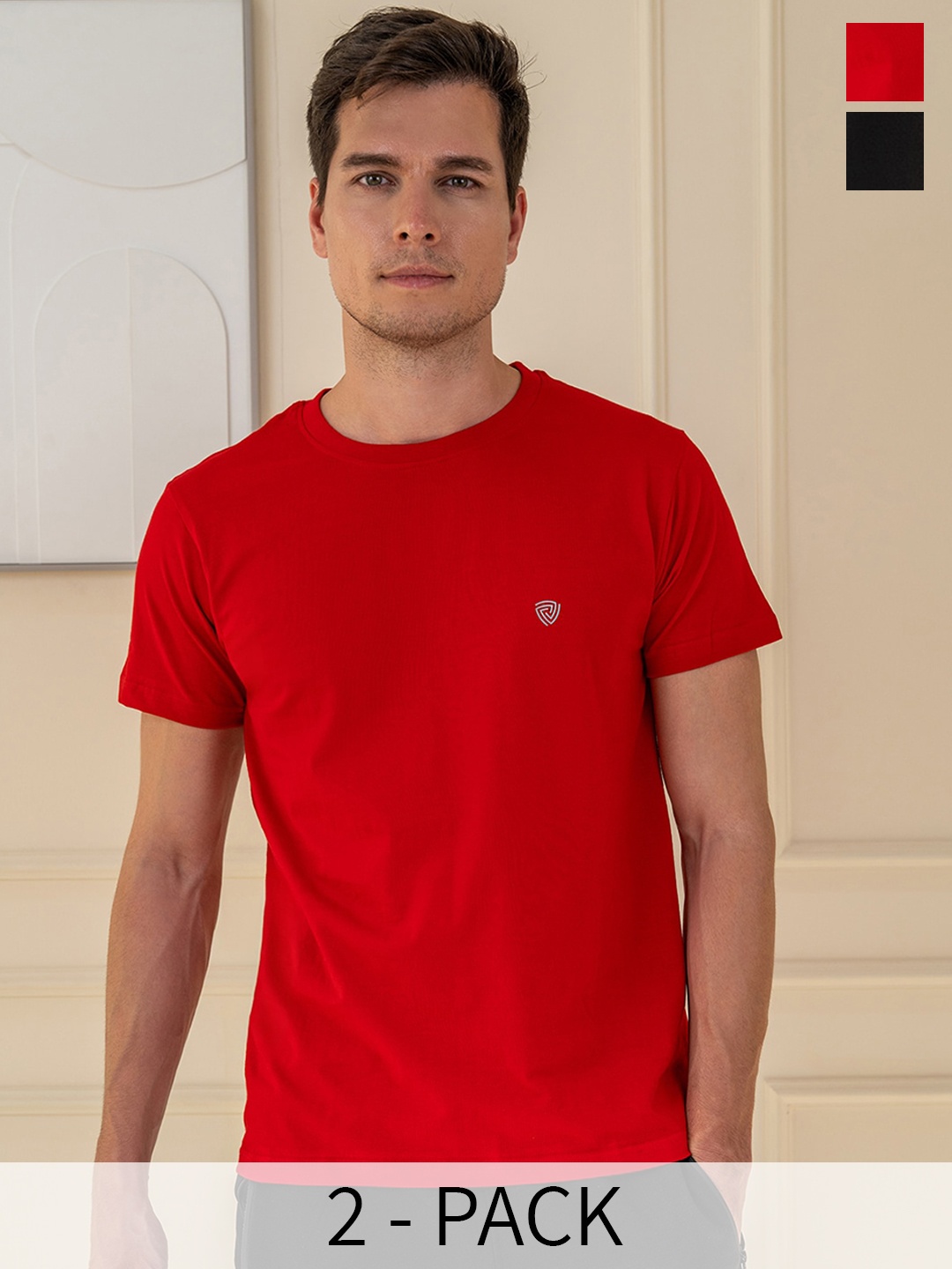 

Lux Cozi Pack Of 2 Pure Cotton Lounge T-shirts, Black