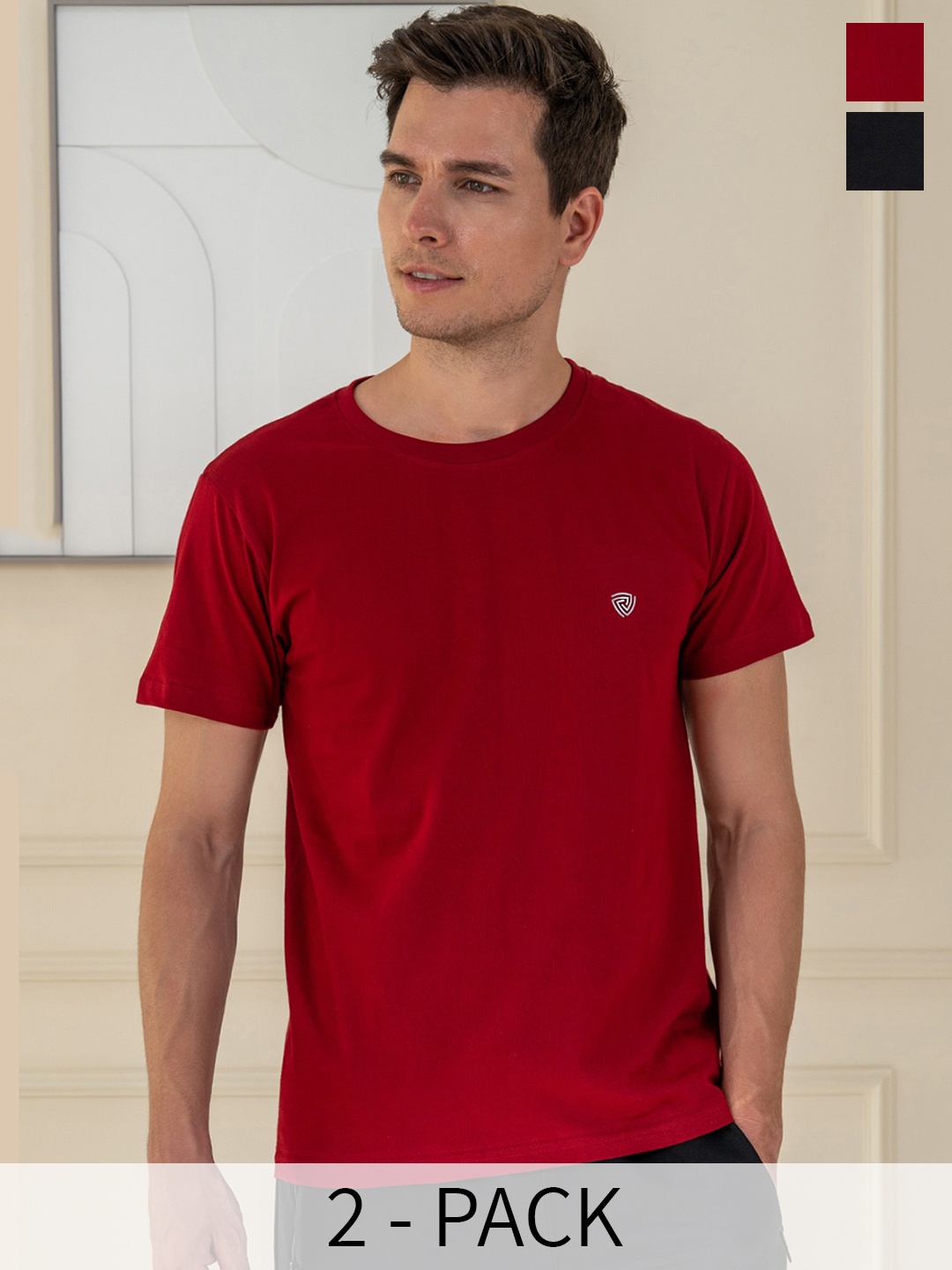 

Lux Cozi Pack Of 2 Pure Cotton Lounge T-shirts, Black