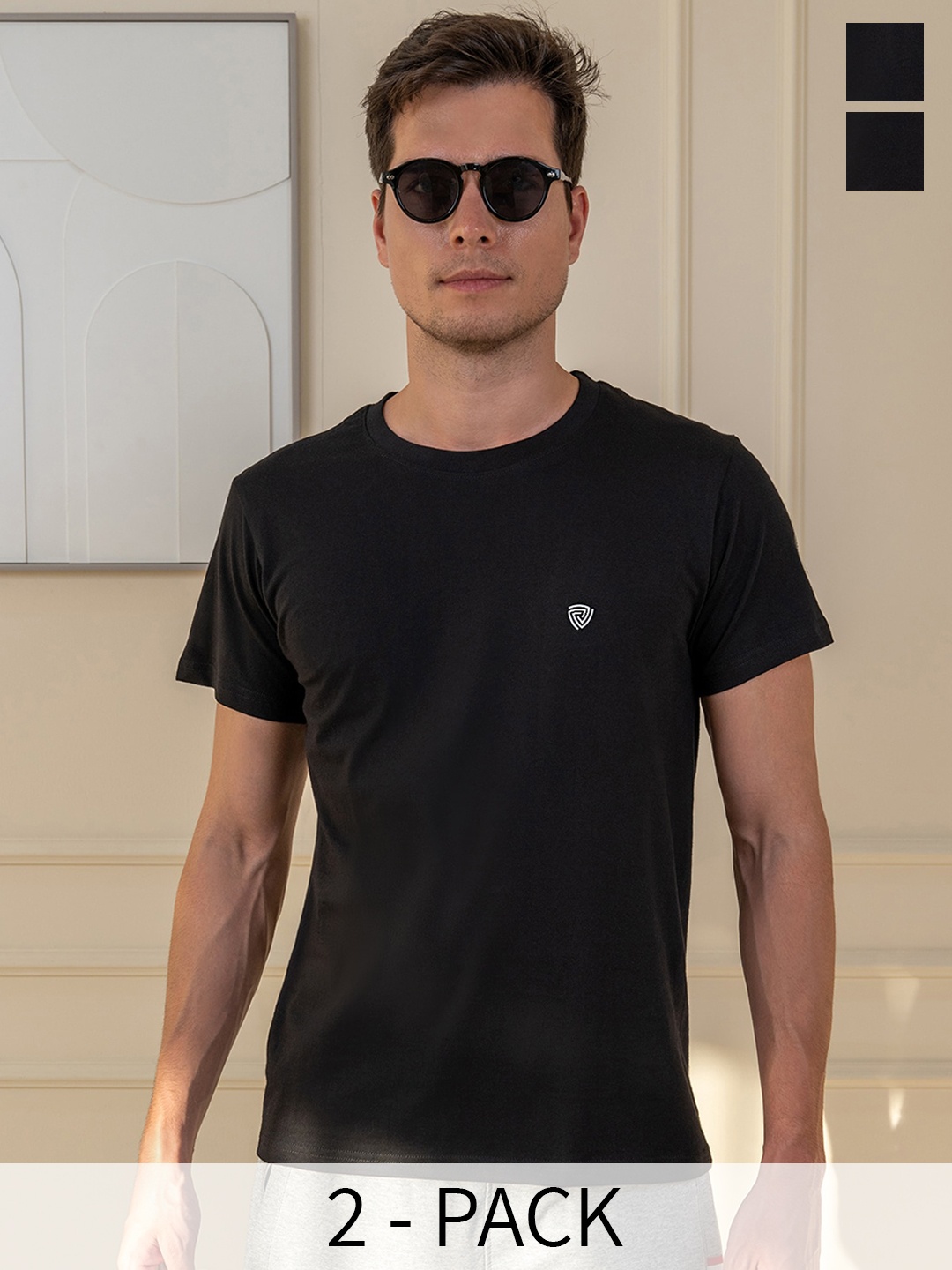 

Lux Cozi Pack Of 2 Cotton Lounge T-shirts, Black