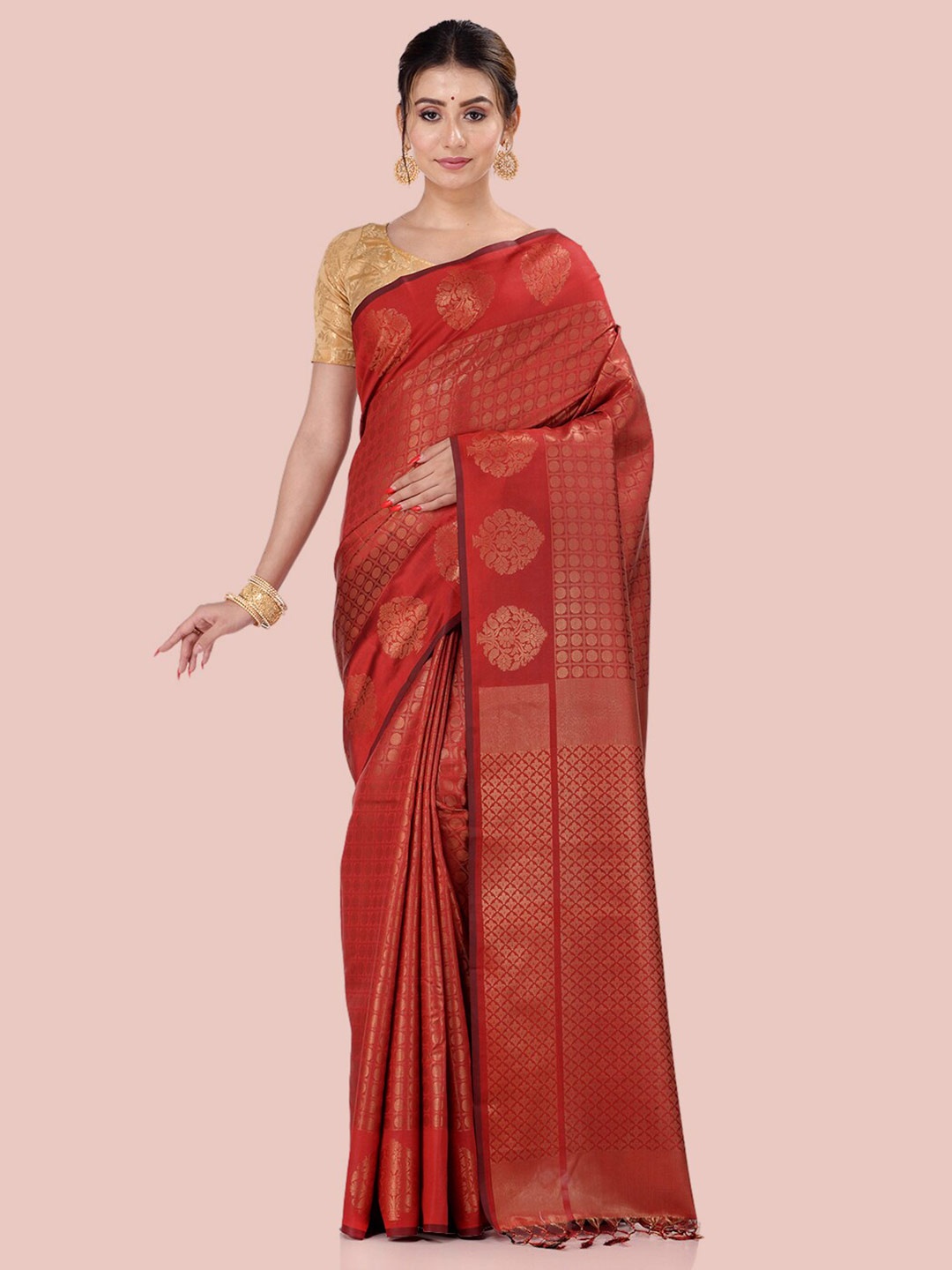 

BANARASI PATOLA Ethnic Motifs Silk Blend Patola Saree, Maroon