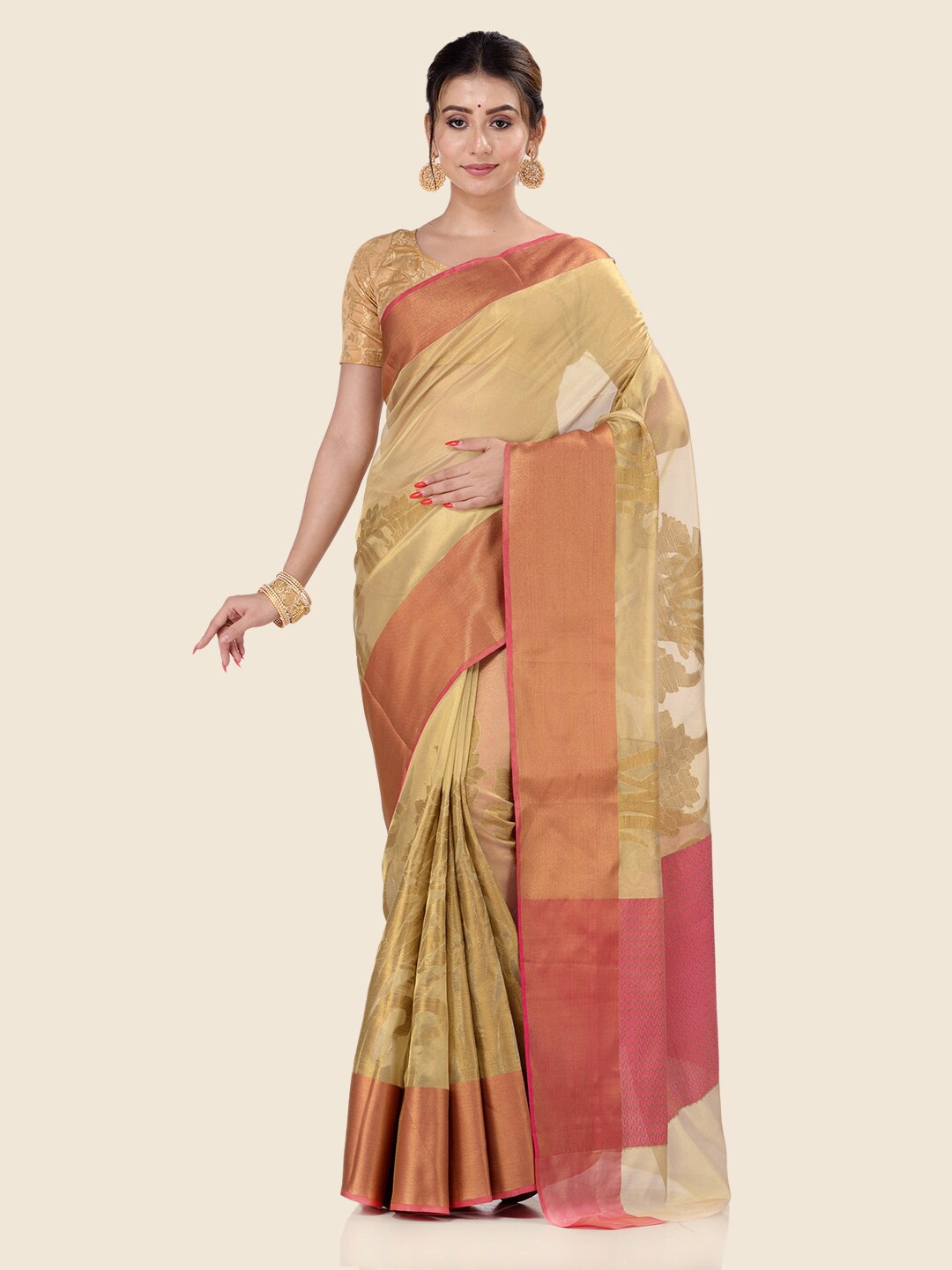 

BANARASI PATOLA Woven Design Zari Tissue Patola Saree, Yellow