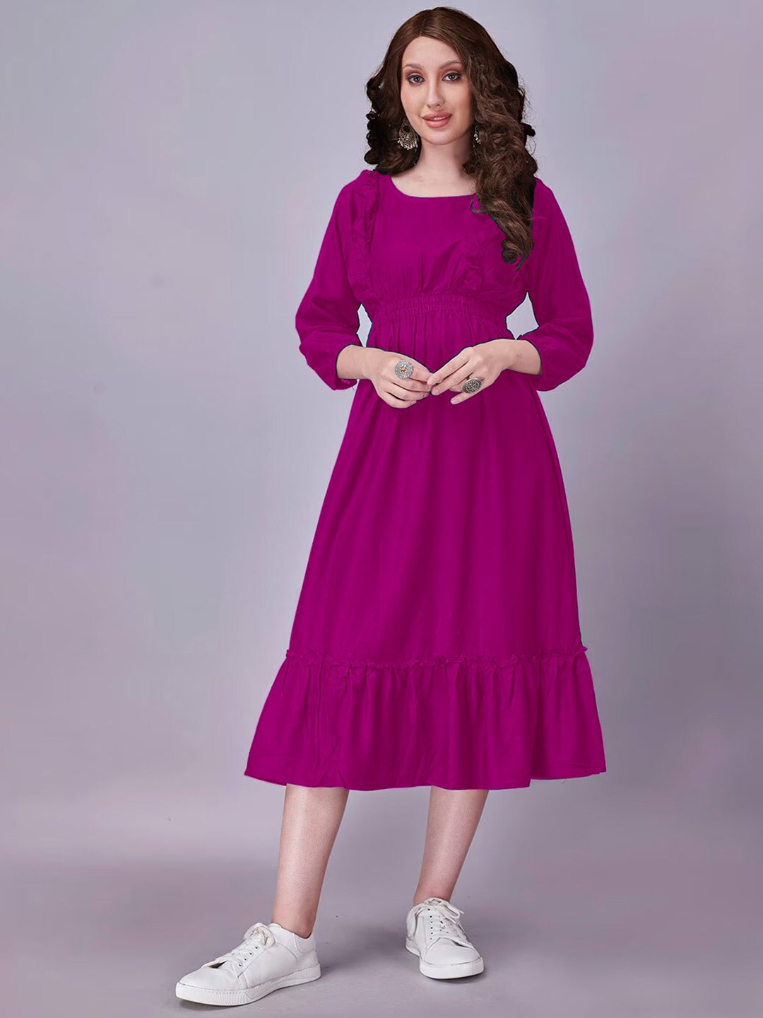 

Femvy Fit & Flare Midi Dress, Magenta