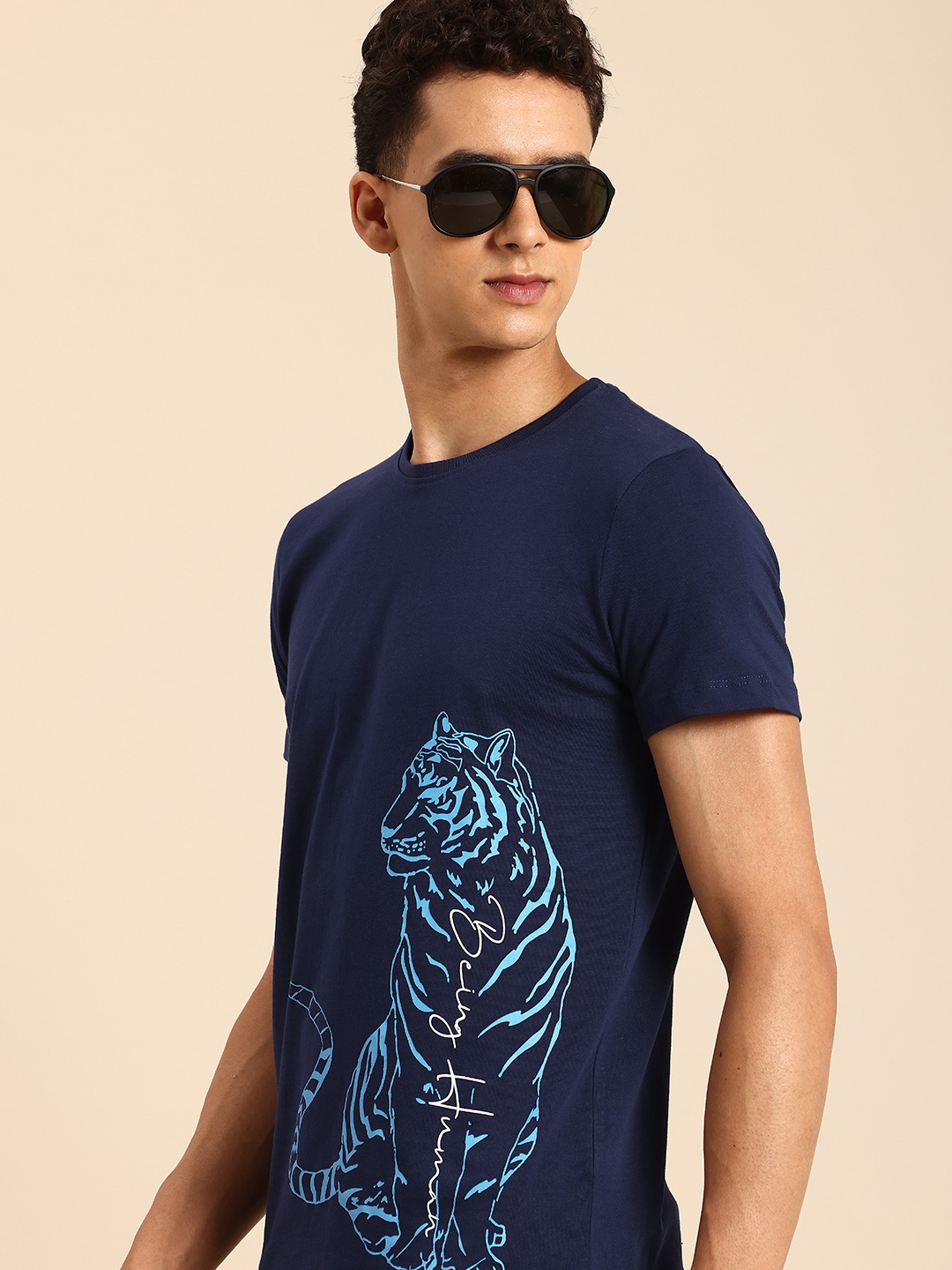 

Being Human Printed Pure Cotton T-shirt, Navy blue