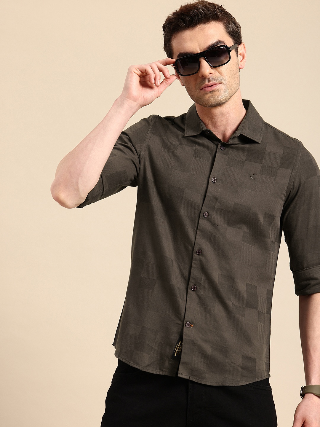 

Being Human Slim Fit Self Checked Casual Shirt, Brown