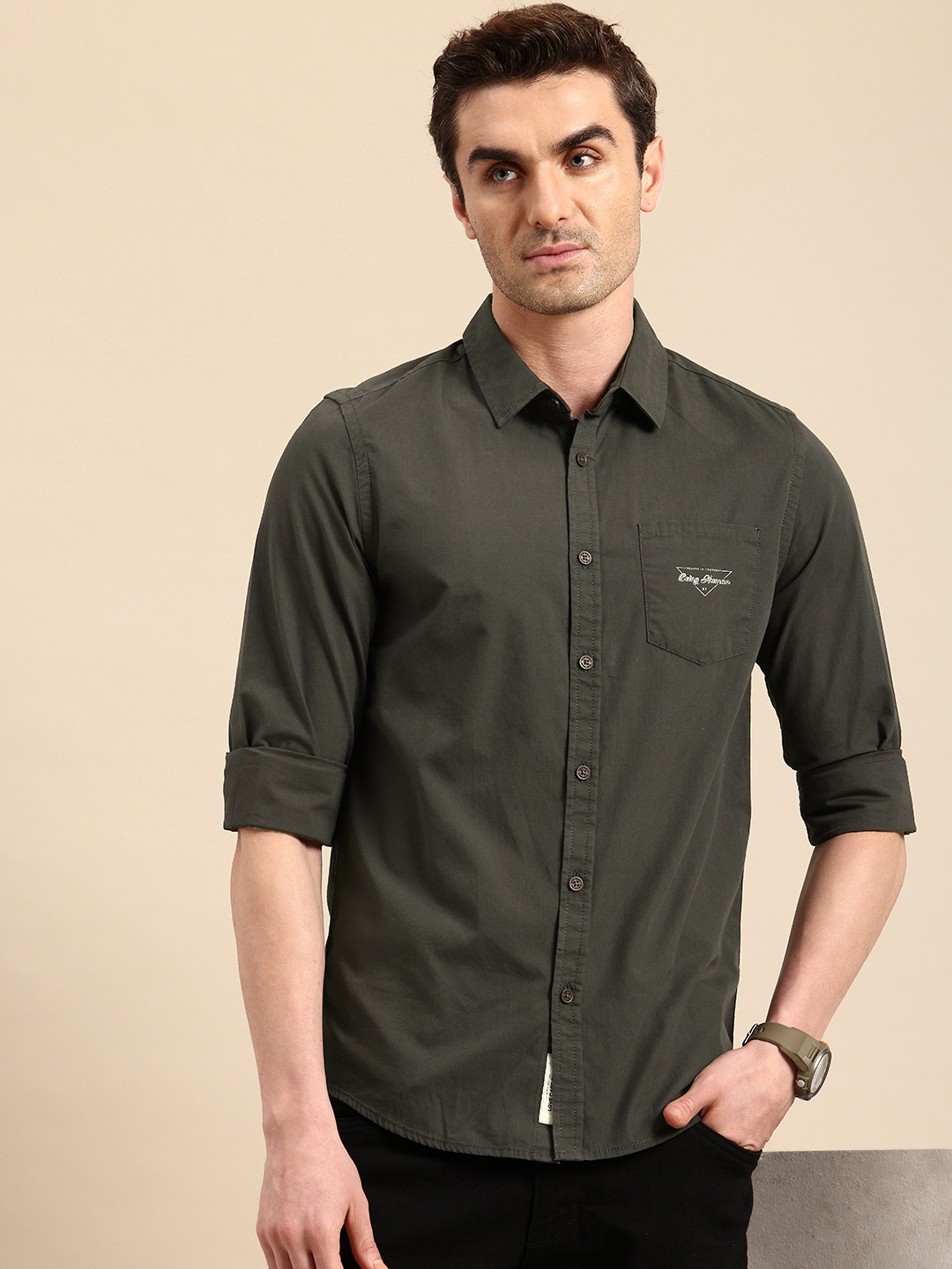 

Being Human Slim Fit Pure Cotton Casual Shirt, Grey