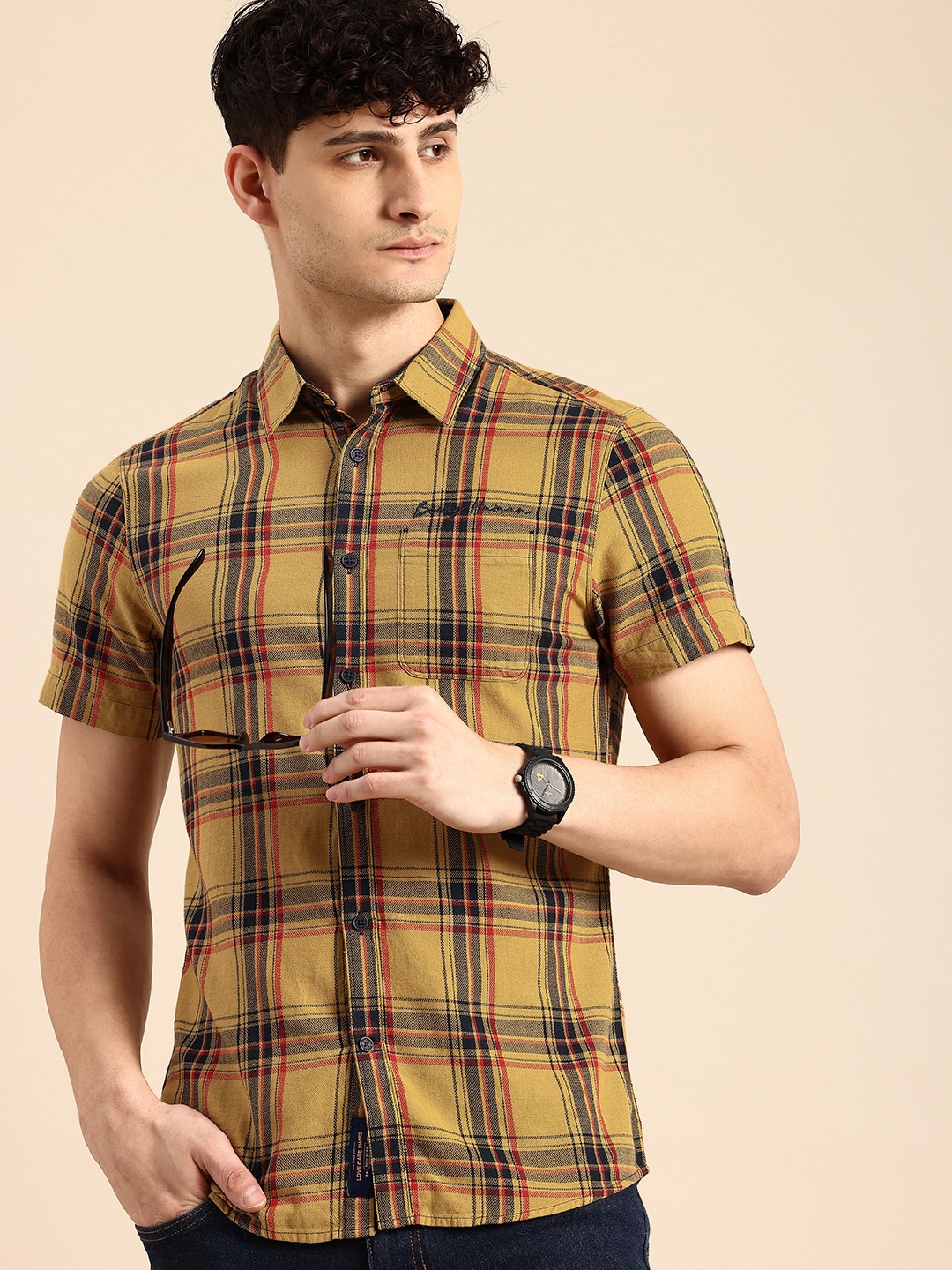 

Being Human Pure Cotton Slim Fit Tartan Checks Opaque Casual Shirt, Mustard