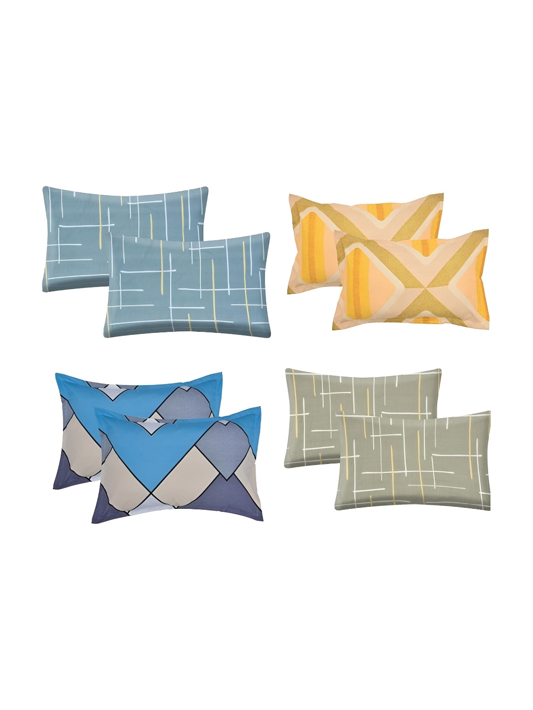 

RRC Blue & Yellow 8 Pieces Printed Rectangle Pillow Covers