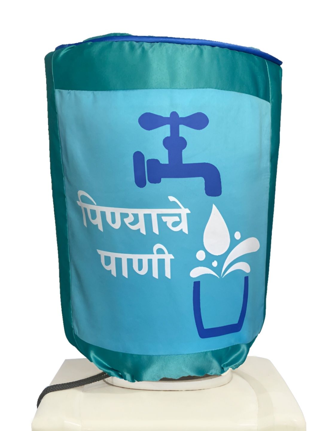 

SWAYAM Blue & White Printed Water Dispenser Cover