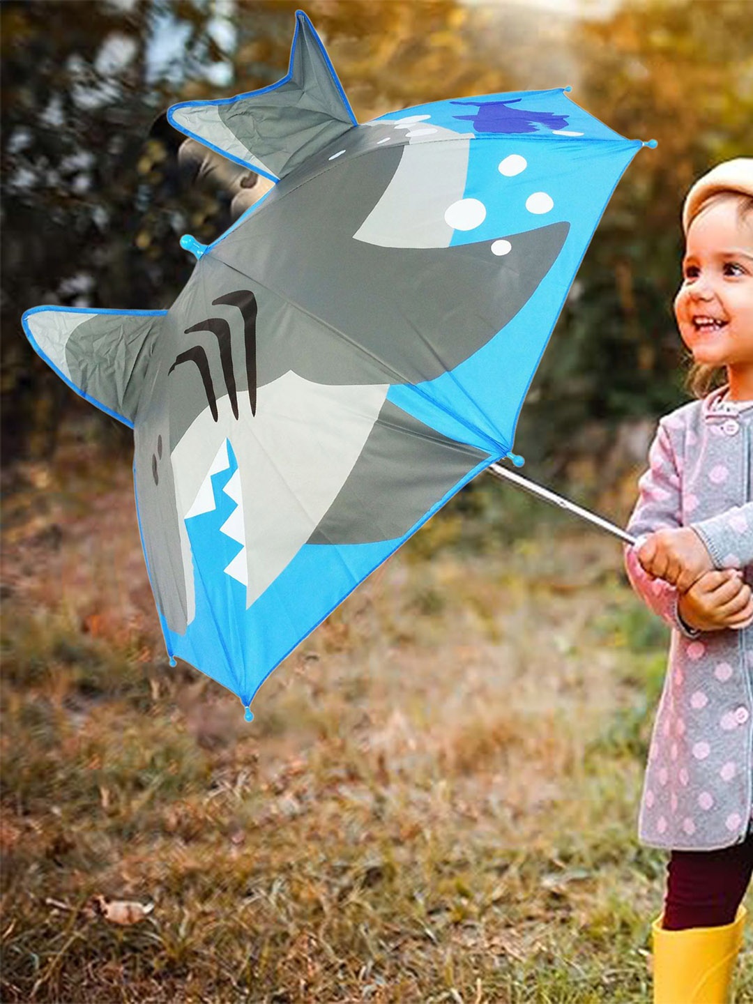 

Babymoon Kids Shark Popup Ears Automatic Umbrella, Grey