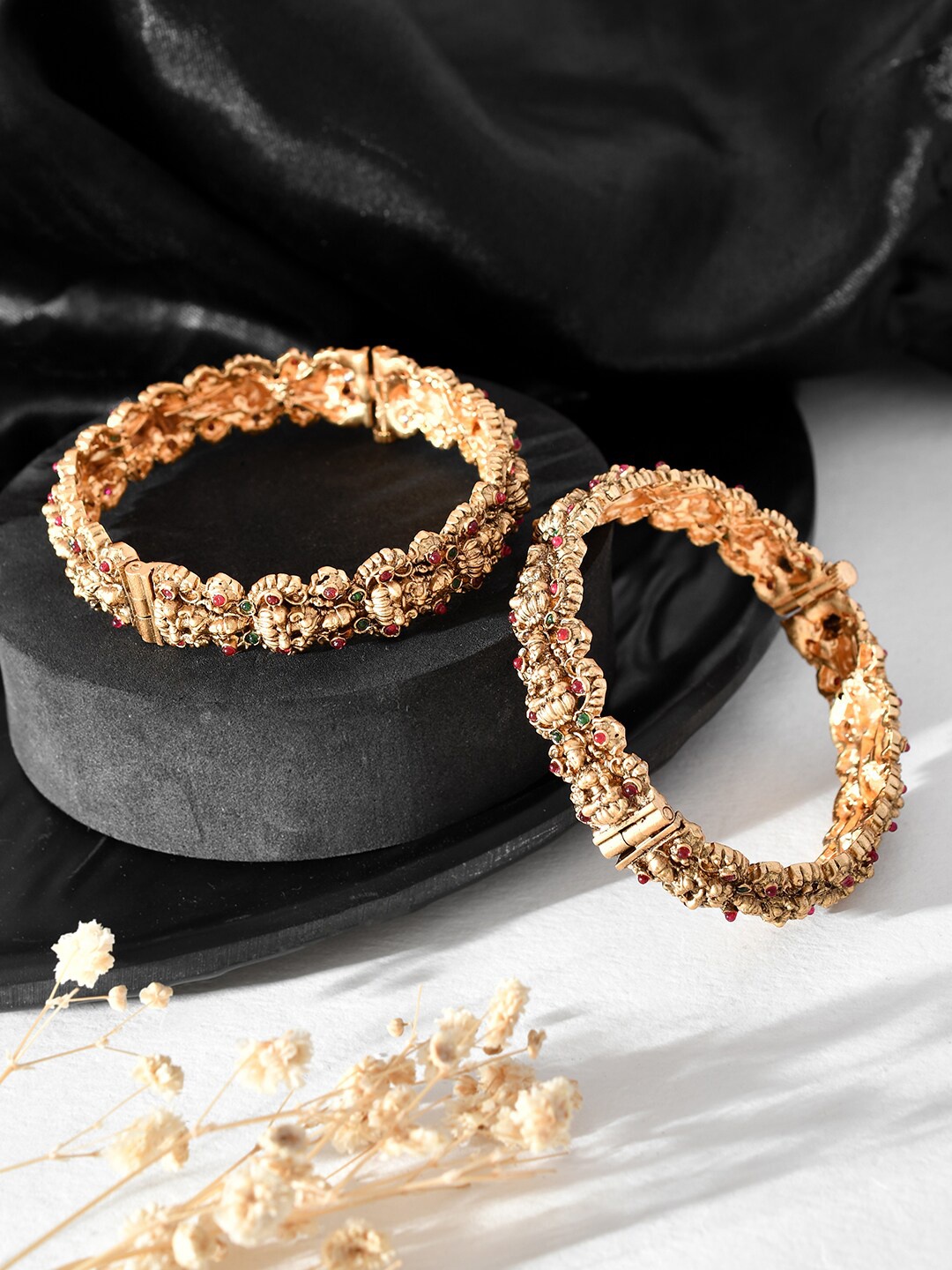 

Silvermerc Designs Set Of 2 Gold-Plated Kundan Studded Bangles
