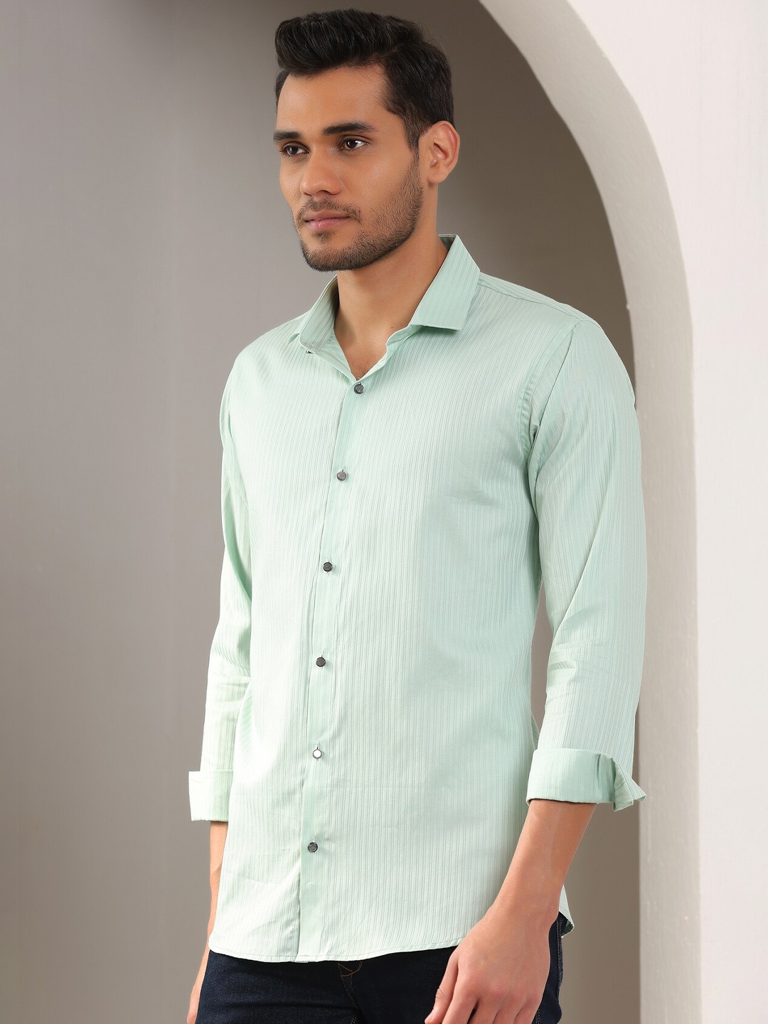 

FILO HEVIS Classic Striped Formal Shirt, Green