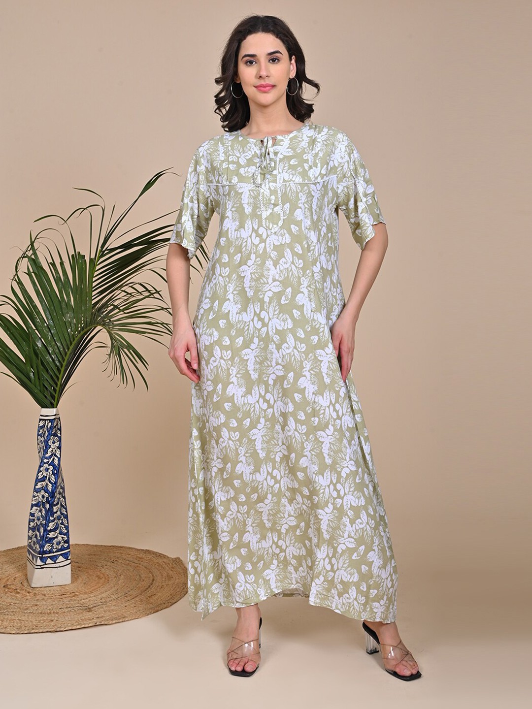 

GOLDSTROMS Printed Maxi Nightdress, Olive