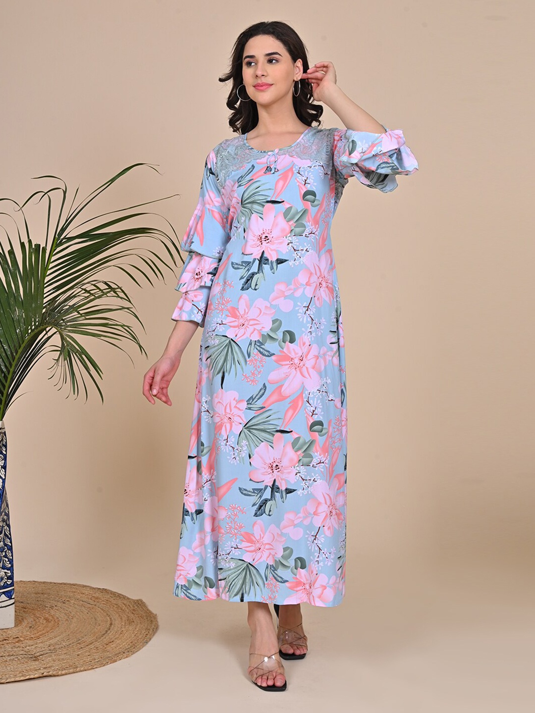 

GOLDSTROMS Floral Printed Maxi Nightdress, Sea green