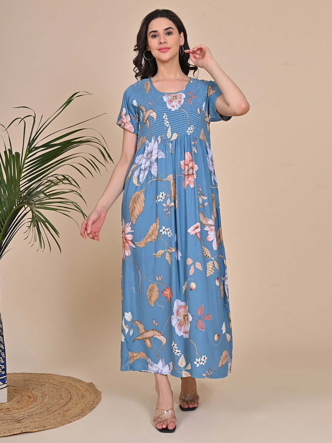 

GOLDSTROMS Floral Printed Maxi Nightdress, Blue