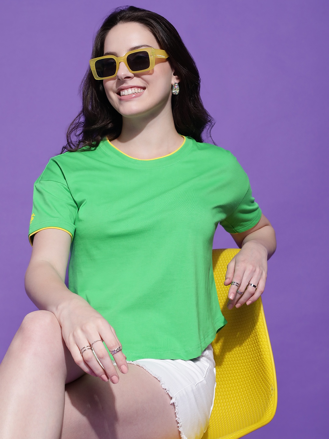 Eppe Women Oversized Dry-Fit Drop-Shoulder T-shirt, Green