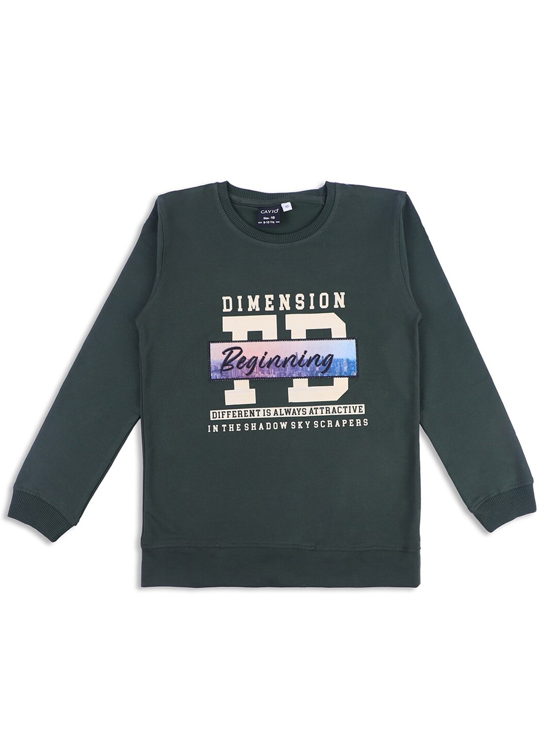 

CAVIO Boys Typography Printed Cotton Pullover Sweatshirt, Green